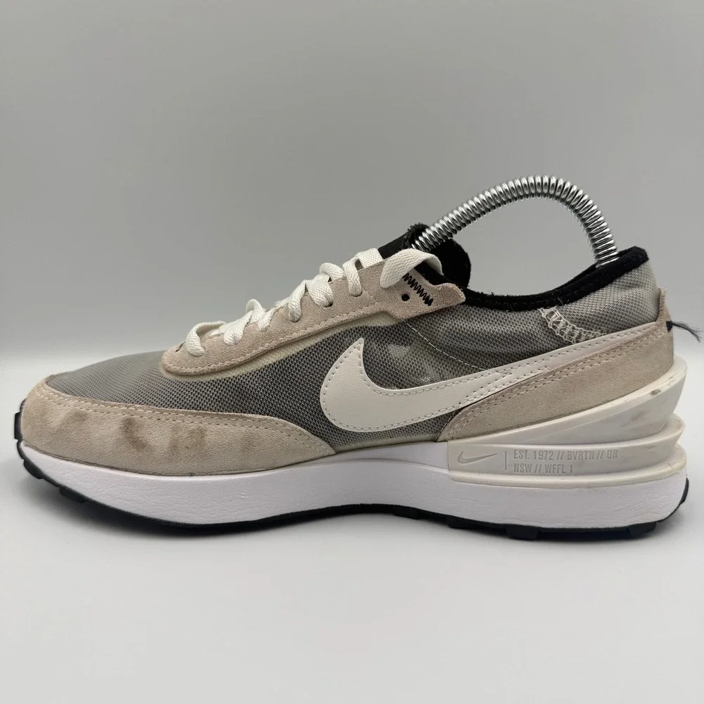 Nike Waffle One Youth Size 5Y Sneakers Mesh Suede Summit White Black Grey